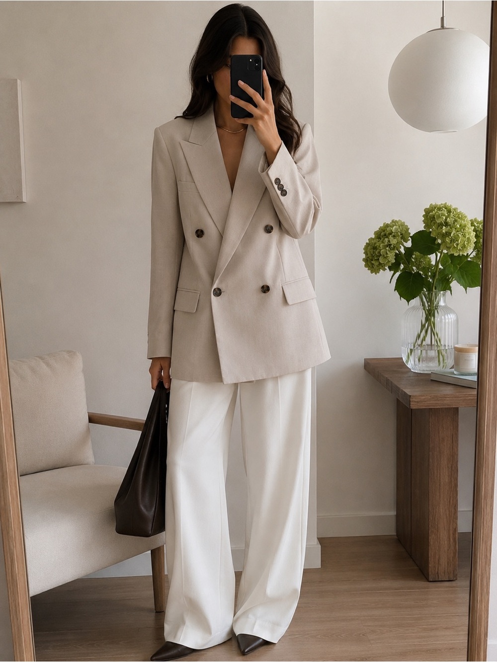 H&M Cream Double Breasted Blazer Tailored Jacket Size S